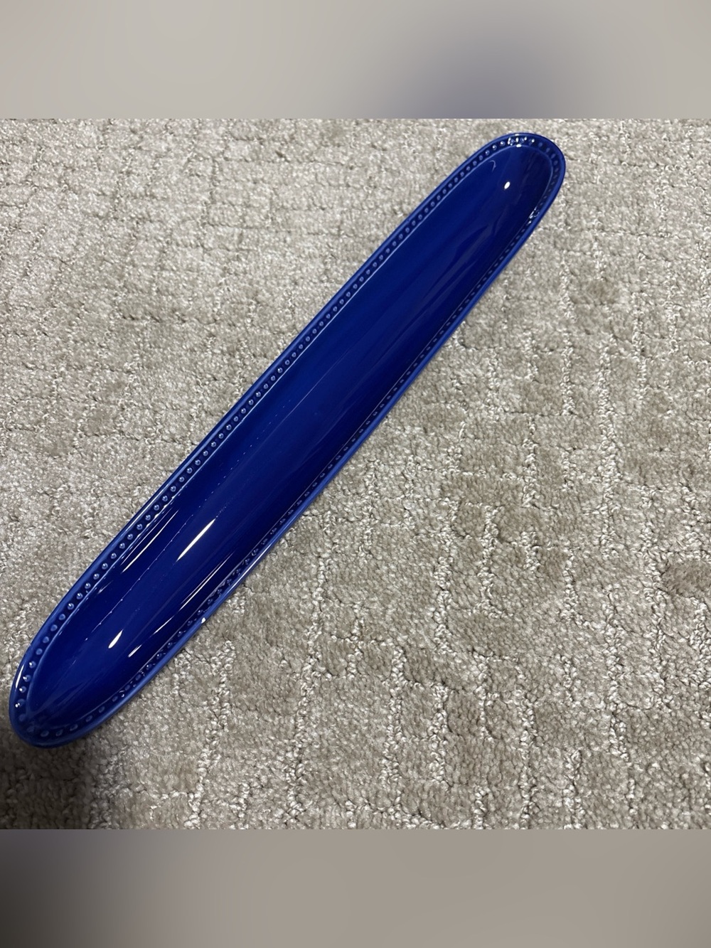 Style Eyes Baum Bros Olive Collection 16" Olives Dish Cobalt Blue Embossed Dot
